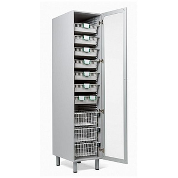 Шкаф аптечный, с лотками и корзинами стандарта ISO, со стеклом, БТ-ШЛС-45